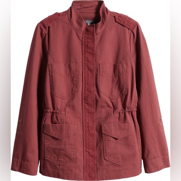 NWT Wit & Wisdom Lace Trim Utility Jacket in Rum Raisin - Picture 4 of 7